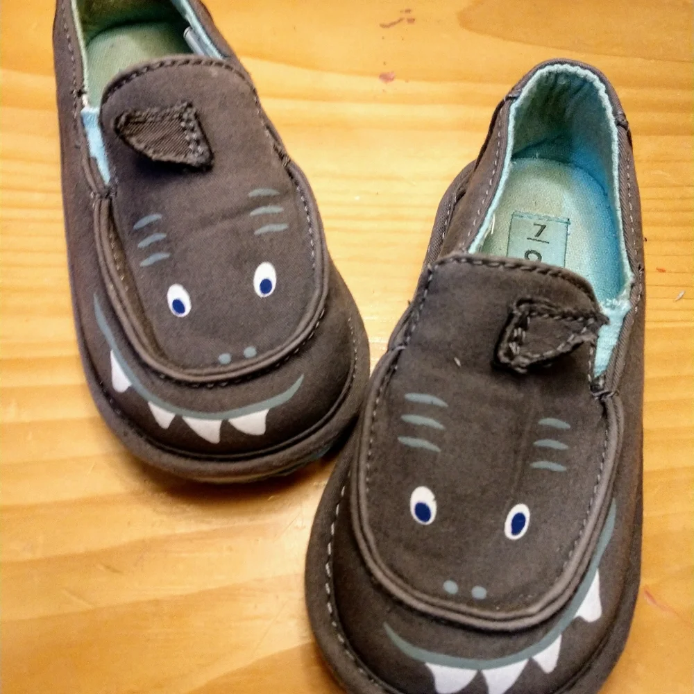 Carter's Brown Shark Face Toddler Slip-On Sneakers